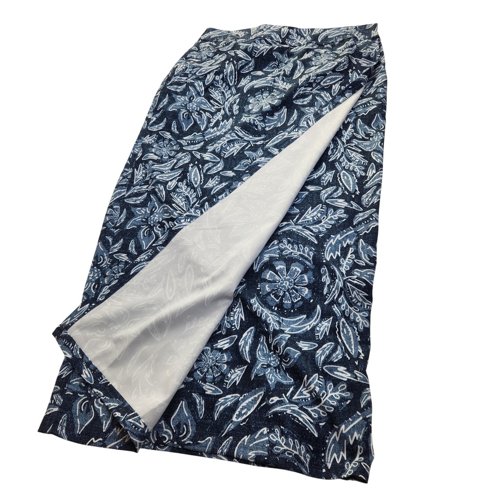 Rip Skirt Hawaii Length 4 Rustica Denim Blue Floral Wrap Skirt Womens Small NWT - Picture 2 of 9